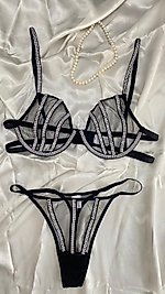 Black Gem Taşlı Sütyen Takımı