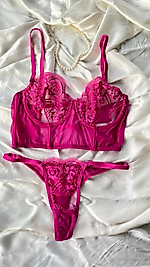 Pembe Büstiyer Takım