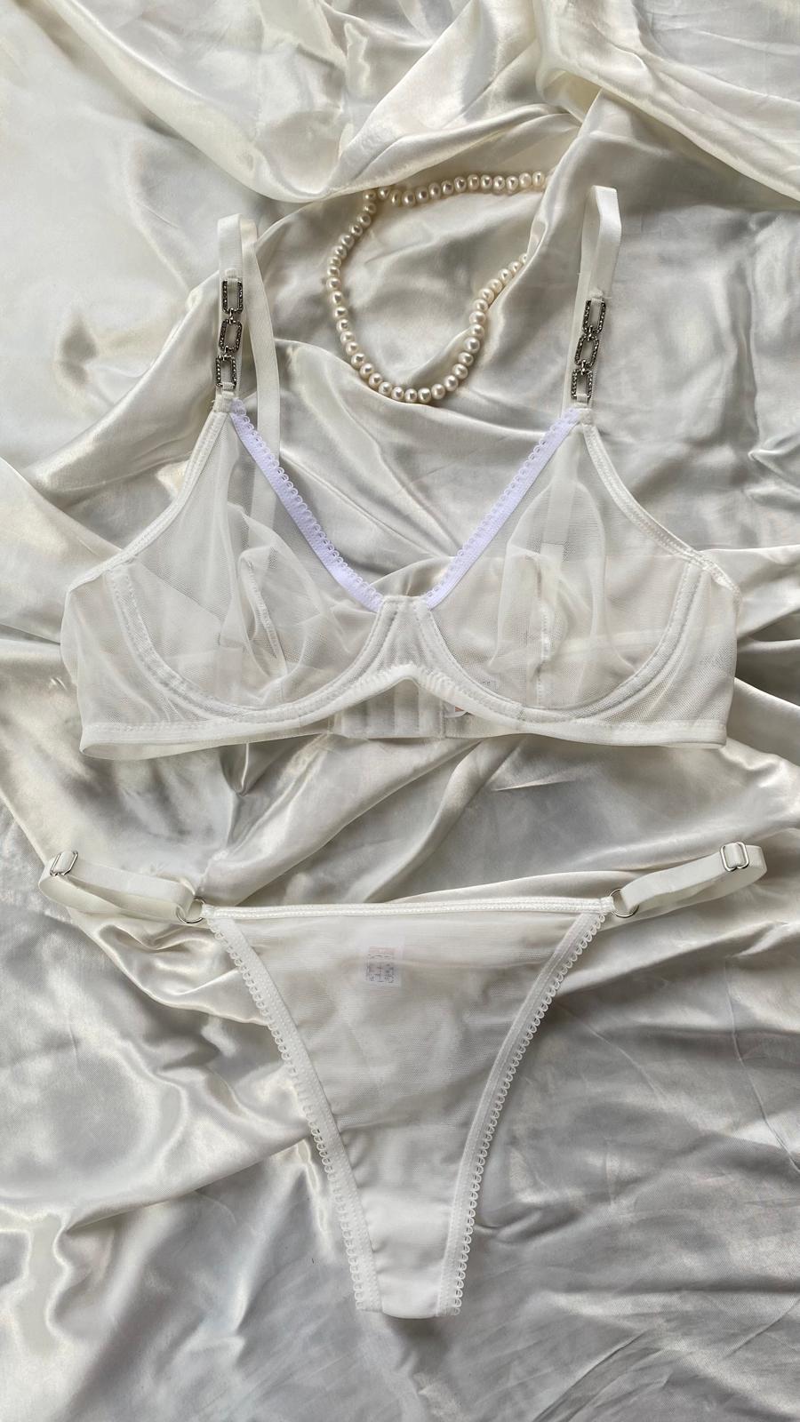 White Dream Tül Taşlı Sütyen Takımı