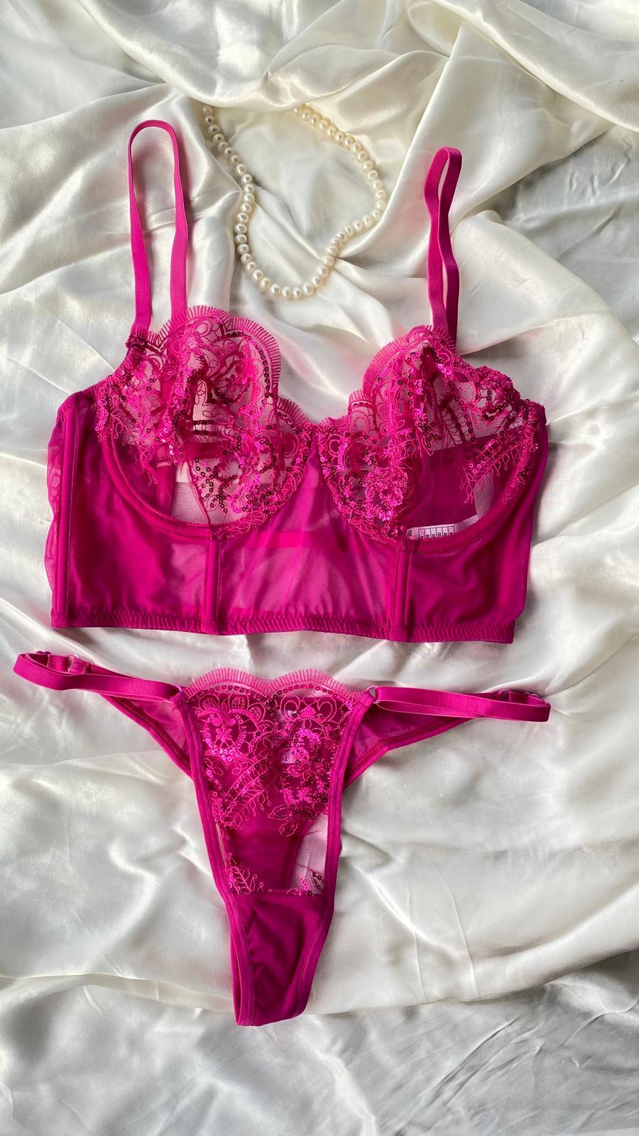 Pembe Büstiyer Takım